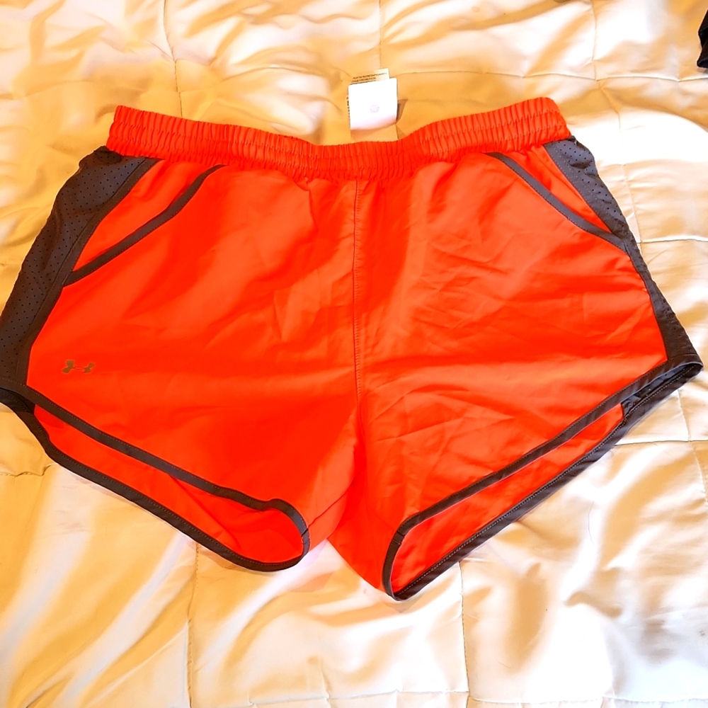 Orange and gray Under Armour shorts, size medium, 3.5 inch inseam
